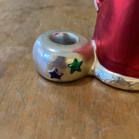 VINTAGE 1996 ENESCO OTAGIRI GLASS SANTA Taper Candle Holder 6.5" tall by 4.5"w s - Picture 6 of 11